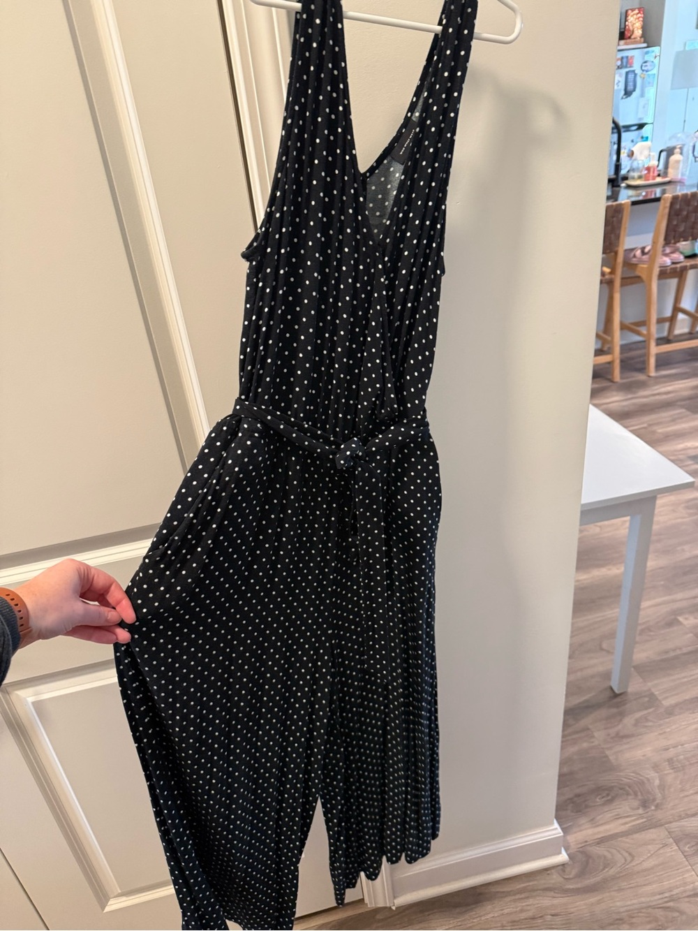 Who What Wear Black Polka Dot Sleeveless Jumpsuit